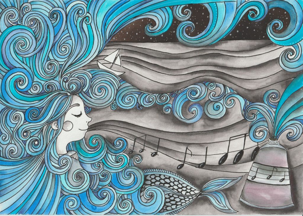 Catherine Durbec, illustratrice, se lance dans un projet d'album jeunesse autour de la musique et de la maladie. Découverte de la petite fille qui est paraplégique. Poésie, onirisme, rêverie sur l'océan.