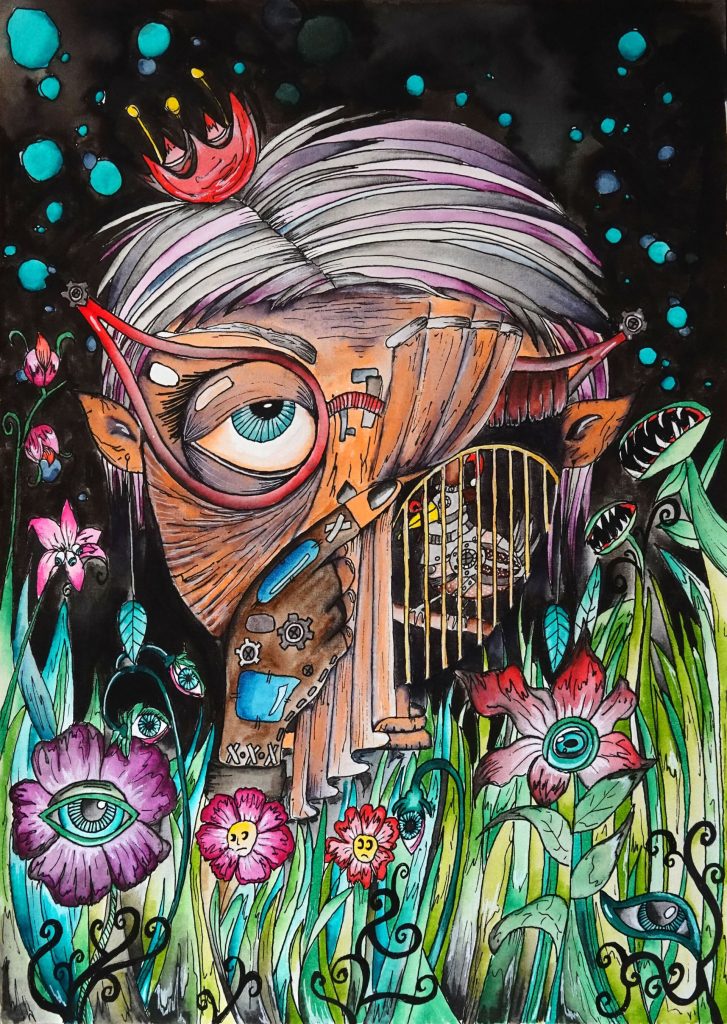 Catherine Durbec, illustratrice, se lance dans un projet d'album jeunesse "La sorcière de Carambot". Elle est atypique. Elle adore les fleurs et les pleurs des enfants. Sorcière des temps moderne mode steampunk, elle est habillée en récupération.