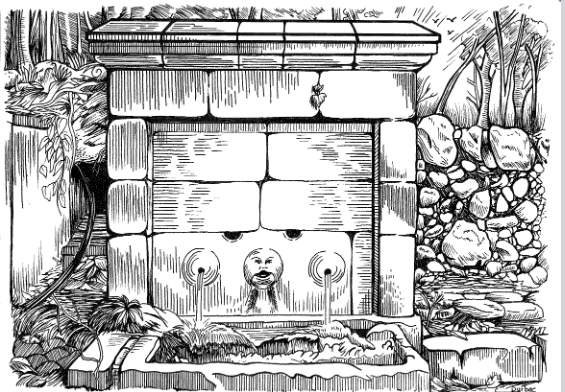 Catherine Durbec, illustratrice, se lance dans un projet de croquis de son village natal, saint Julien le Montagnier, dans le Var. Monochrome au rotring. Ici, le lavoir du chemin de la fontaine.