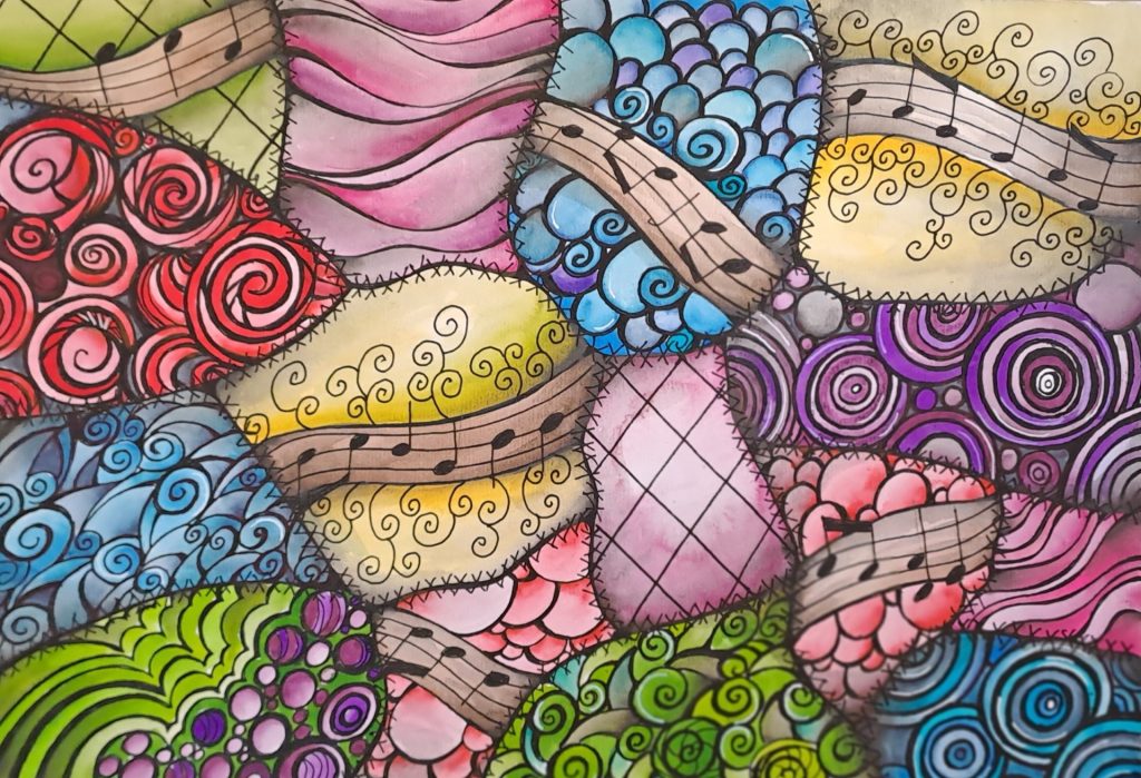 Catherine Durbec, illustratrice, se lance dans un projet d'album jeunesse autour de la musique et de la maladie. Découverte d'un patchwork coloré de partitions.