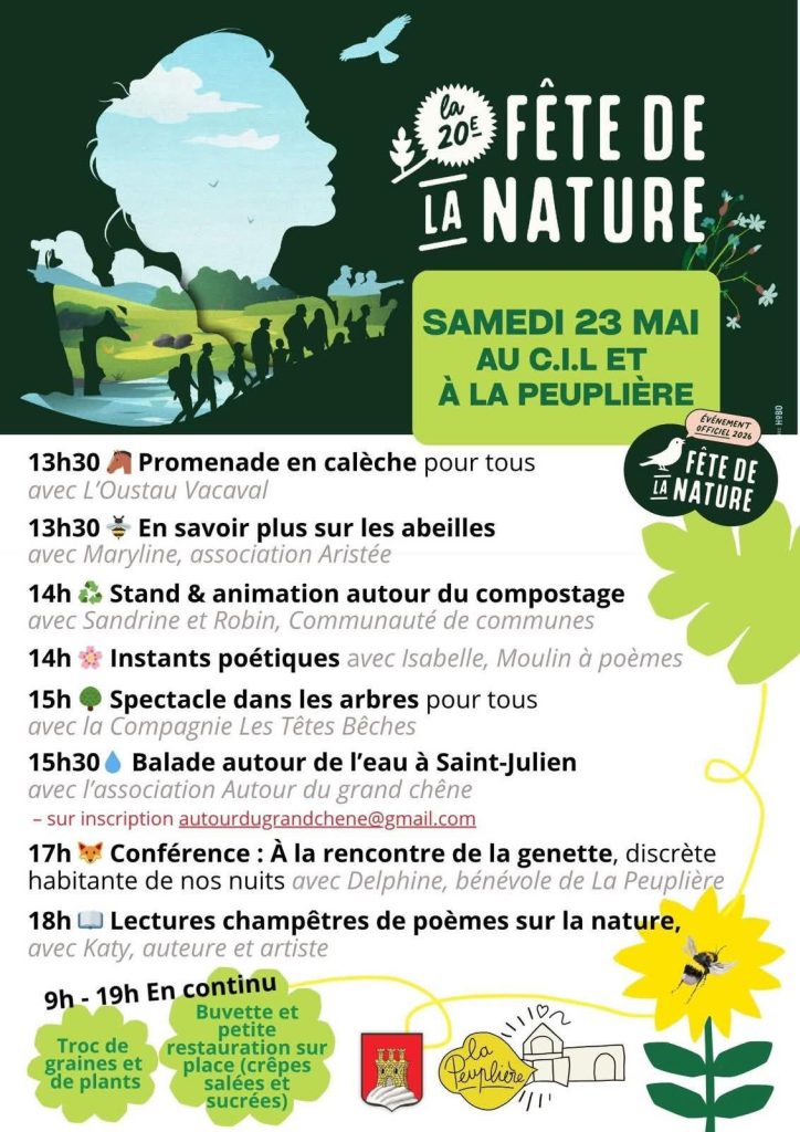 A l'occasion de la fête de la nature, à Saint-Julien le Montagnier, lecture offerte de poèmes sur la thématique du printemps en plein air. Lecture bucolique et illustrations jeunesse. Couleurs et émotion garanties.