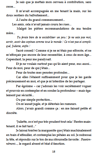Chapitre premier du roman "Le nénuphar". Juliette, l'adolescente meurtrie qui effeuille les marguerites sur les tombes du cimetière du Montparnasse.